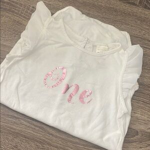 Osh Kosh First Birthday Bodysuit “One” Pink Foil Lettering